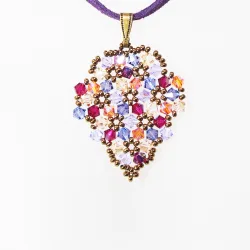 Pendant 30cm - Terence Grapes-Purple Suedine - Pendant 30cm - Laiton bronze